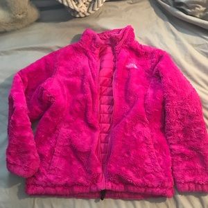 Girls pink reversible north face size 18 (XL)